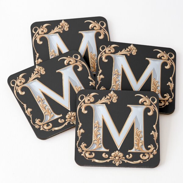 Item preview, Elegant Vintage Letter M with Golden Floral Frame. designed and sold by MissYouONLY.