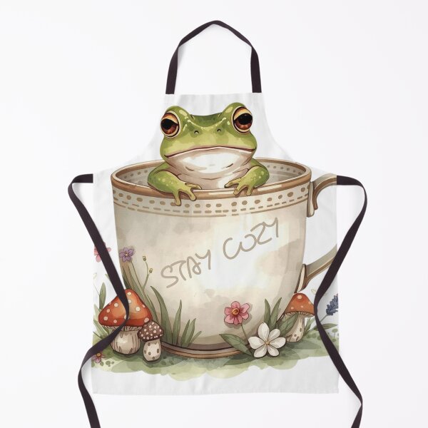 Item preview, Aesthetic Cottagecore Frog in Coffee Cup Mushroom Sticker designed and sold by The Prompted Soul.