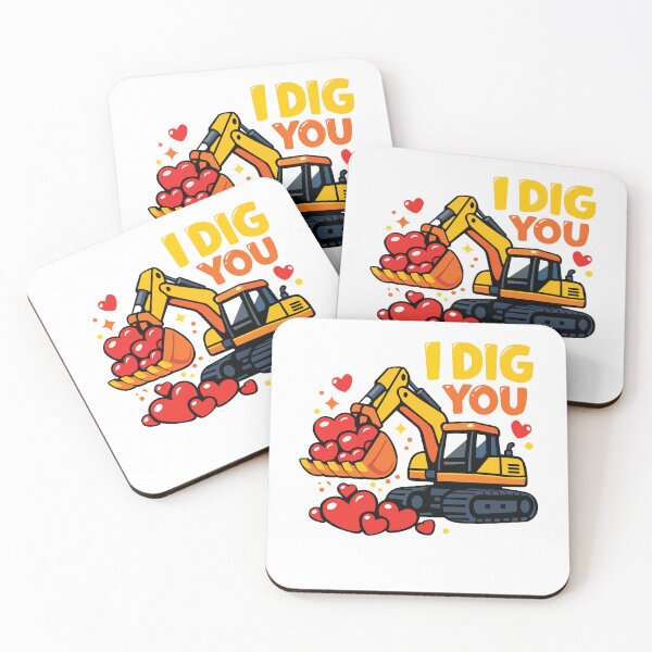 Item preview, I Dig You Excavator Valentine Boy Design designed and sold by FreshVibe Prints.