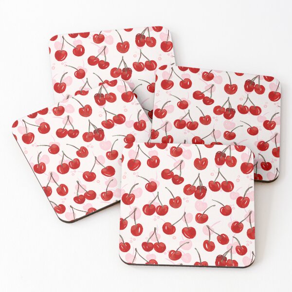 Item preview, Watercolor cherries red and pink designed and sold by pholiumsigma_design.