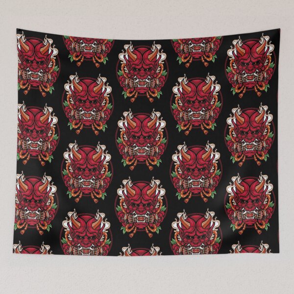 Item preview, Oni Demon Mask with Red Roses and Sacred Rope designed and sold by Ebrandts Design.