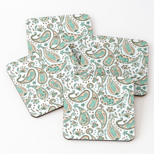 Item preview, Paisley cats emerald green designed and sold by pholiumsigma_design.