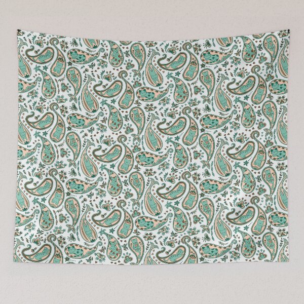 Item preview, Paisley cats emerald green designed and sold by pholiumsigma_design.
