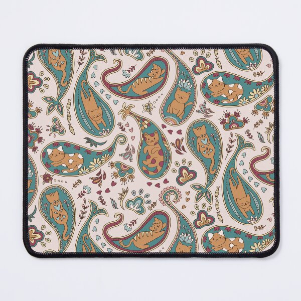 Item preview, Paisley cats royal teal blue and red designed and sold by pholiumsigma_design.