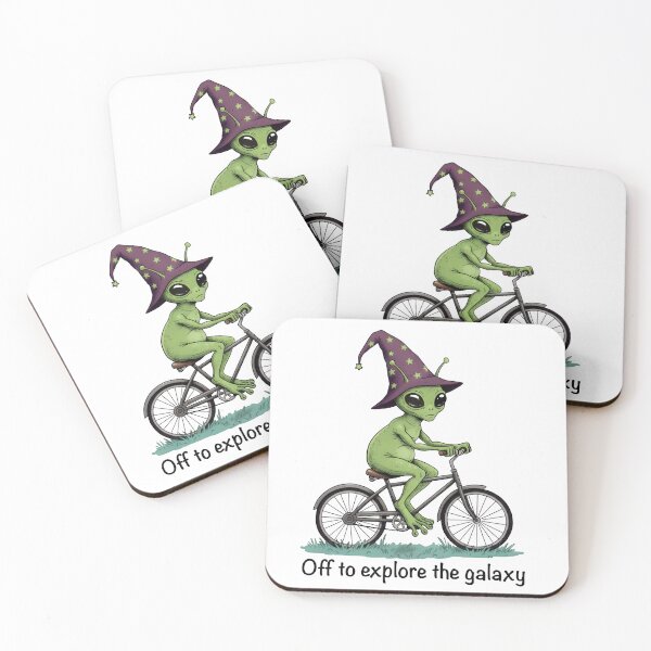 Item preview, Off to Explore the Galaxy – Cute Alien Wizard on Bicycle designed and sold by Senkov.