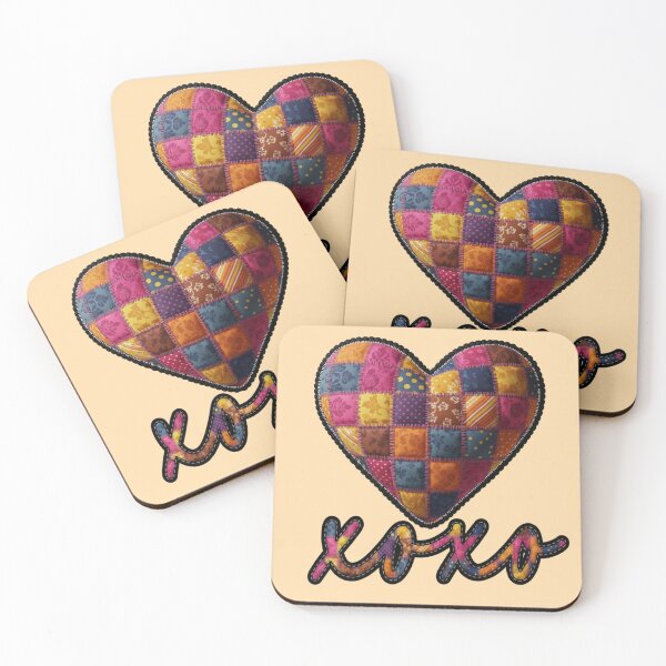 Item preview, XOXO Patchwork Heart - Valentines Day Stitched Aesthetic designed and sold by Italian Ink Studio.