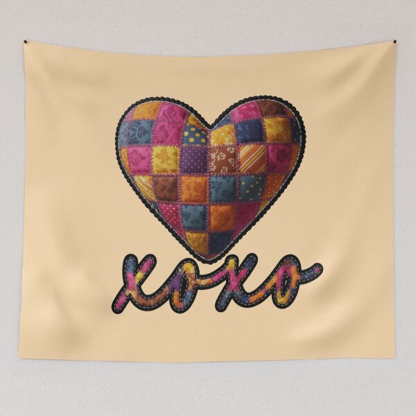 Item preview, XOXO Patchwork Heart - Valentines Day Stitched Aesthetic designed and sold by Italian Ink Studio.