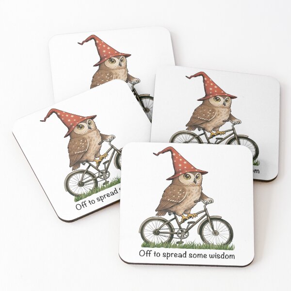 Item preview, Wise Owl on Bicycle – Off to Spread Some Wisdom Illustration designed and sold by Senkov.