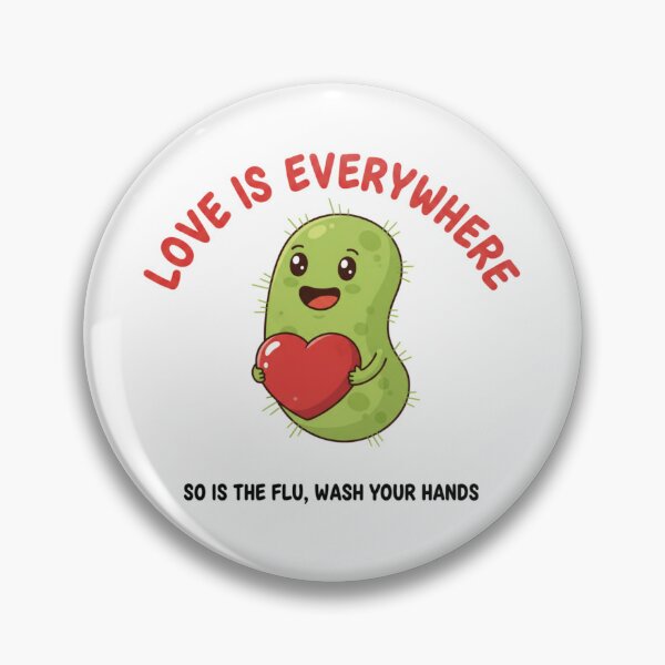 Item preview, Love Is Everywhere So Is the Flu – Funny Germ Illustration Wash Your Hands designed and sold by LaurannaDesign.