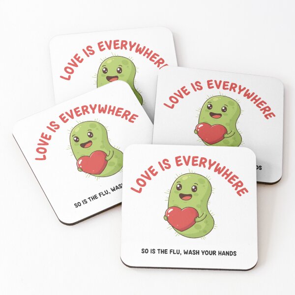 Item preview, Love Is Everywhere So Is the Flu – Funny Germ Illustration Wash Your Hands designed and sold by LaurannaDesign.