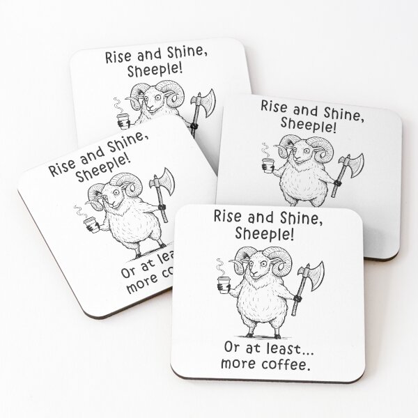 Item preview, Rise and Shine, Sheeple! Or at least… more coffee  designed and sold by Senkov.
