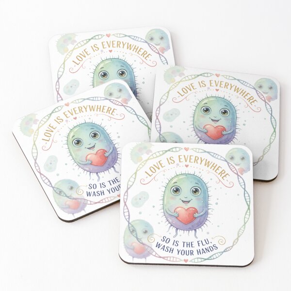 Item preview, Love Is Everywhere So Is the Flu – Funny Germ Illustration Wash Your Hands designed and sold by LaurannaDesign.