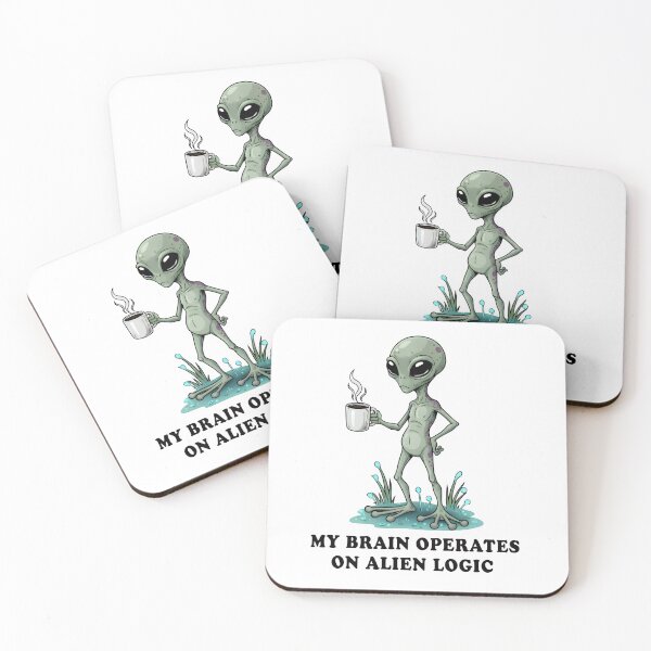 Item preview, My Brain Operates on Alien Logic – Funny Alien Coffee Art designed and sold by Senkov.