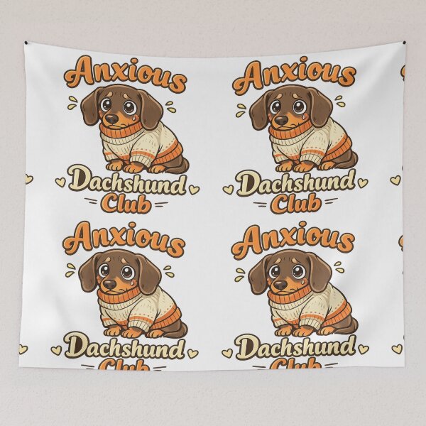 Item preview, Anxious Dachshund Club – Cute Cozy Dachshund Illustration designed and sold by craftedd.