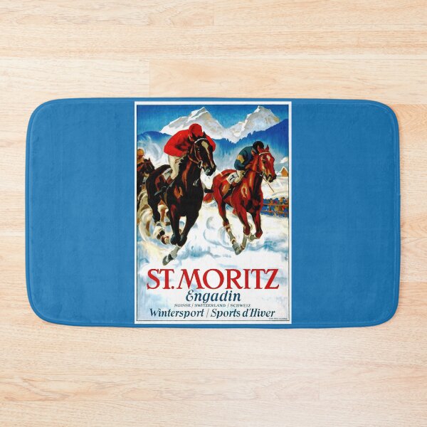 Item preview, Vintage Winter Sports Poster | Horse Racing on Snow | Engadin Travel Art Print | Vibrant & Dynamic Retro Decor designed and sold by artofuniverse.