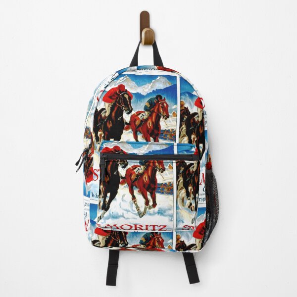 Item preview, Vintage Winter Sports Poster | Horse Racing on Snow | Engadin Travel Art Print | Vibrant & Dynamic Retro Decor designed and sold by artofuniverse.