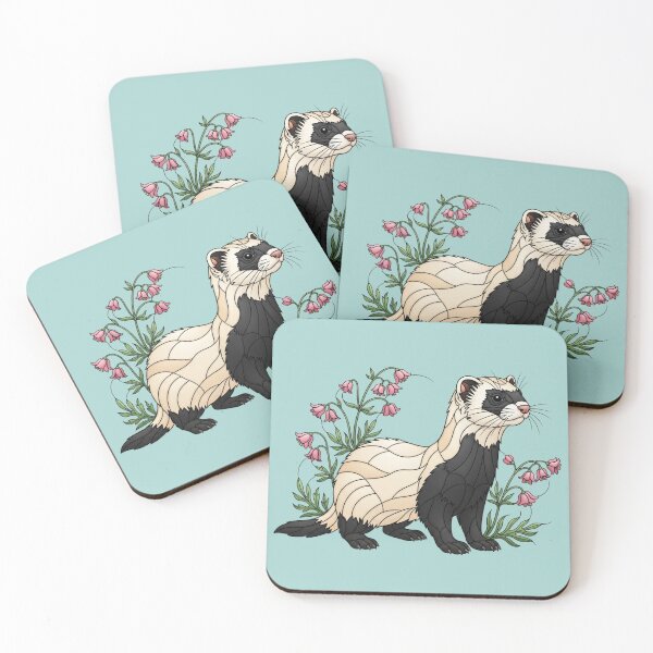 Item preview, Prairie Black-Footed Ferret and Pink Wildflowers designed and sold by BirdsnStuff.