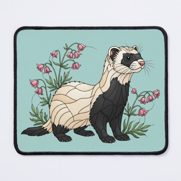 Item preview, Prairie Black-Footed Ferret and Pink Wildflowers designed and sold by BirdsnStuff.