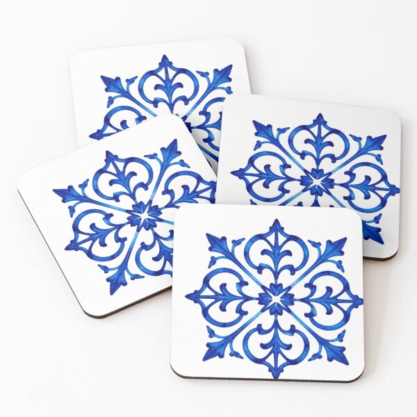 Item preview, Portuguese Blue Azulejo Tile Rosette designed and sold by vivaportugalstore.