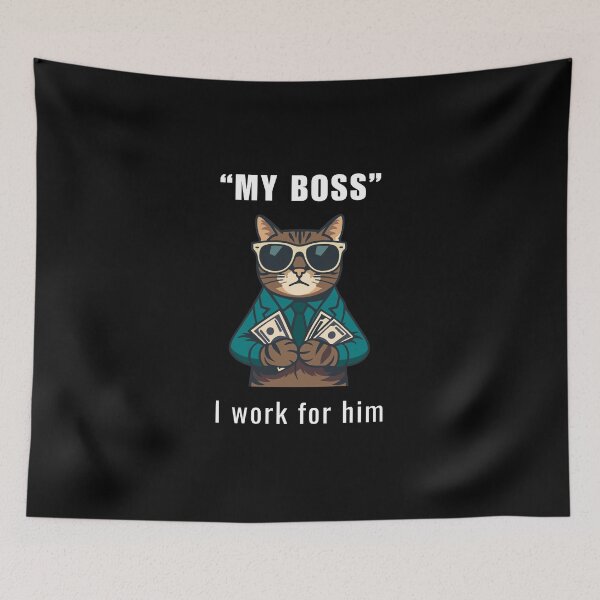 Item preview, Funny Cat Lover - My Boss, I Work For Him designed and sold by WGBTee.