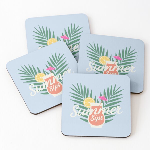 Item preview, Summer Sips Tropical Cocktail Vacation Drink and Palm Leaves Art designed and sold by SplashTastic.