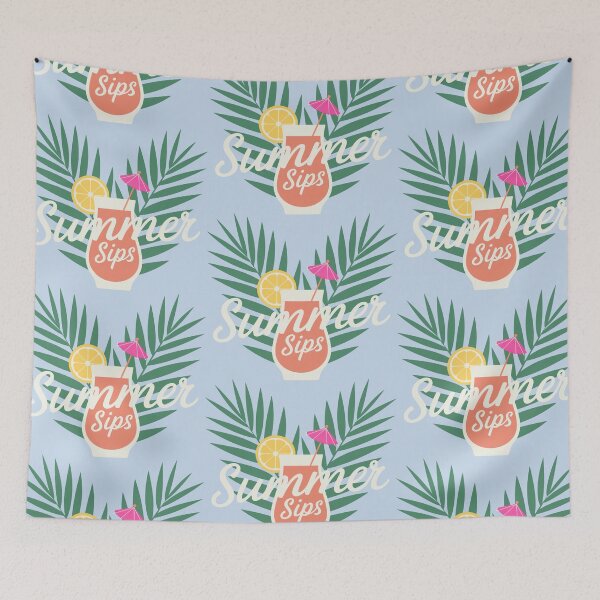 Item preview, Summer Sips Tropical Cocktail Vacation Drink and Palm Leaves Art designed and sold by SplashTastic.