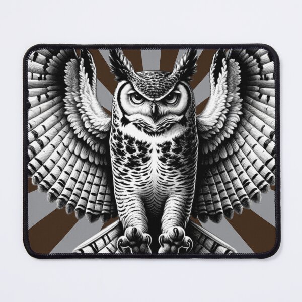 Item preview, Midnight Mechanic – Owl in Flight Nature Mandala designed and sold by Analog Aura .