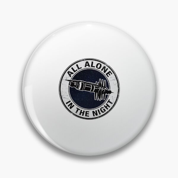 Item preview, All Alone In The Night Vintage Space Station Sci-Fi Badge designed and sold by Fenay Designs.
