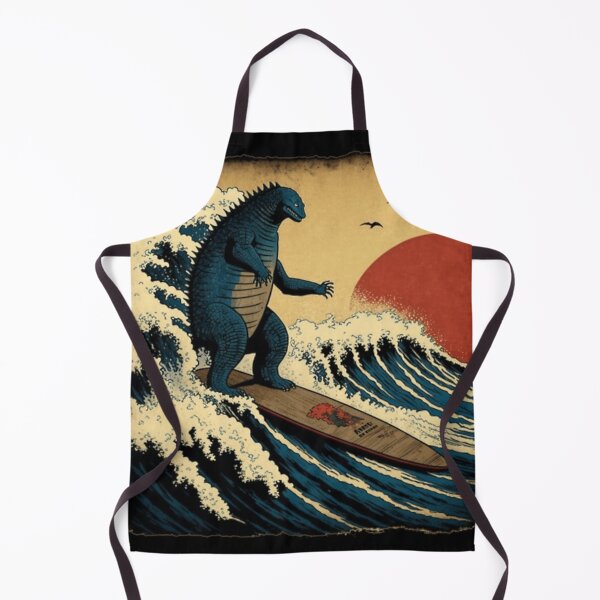 Item preview,  Godzilla Surfing The Great Wave By Hokusai Funny Parody designed and sold by khanafishop.