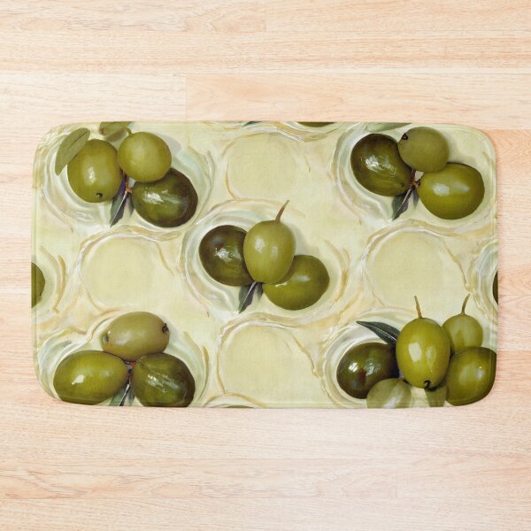 Item preview, Green Olives in Oil Seamless Pattern Background designed and sold by SassyArtistry.