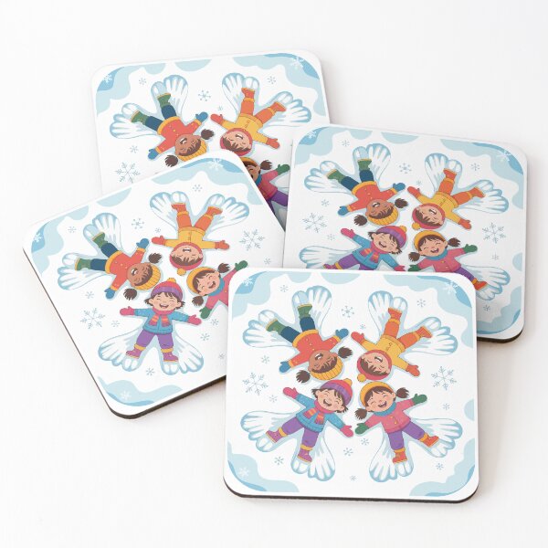 Item preview, Happy children lie in the snow and make angels designed and sold by desinganddecor.