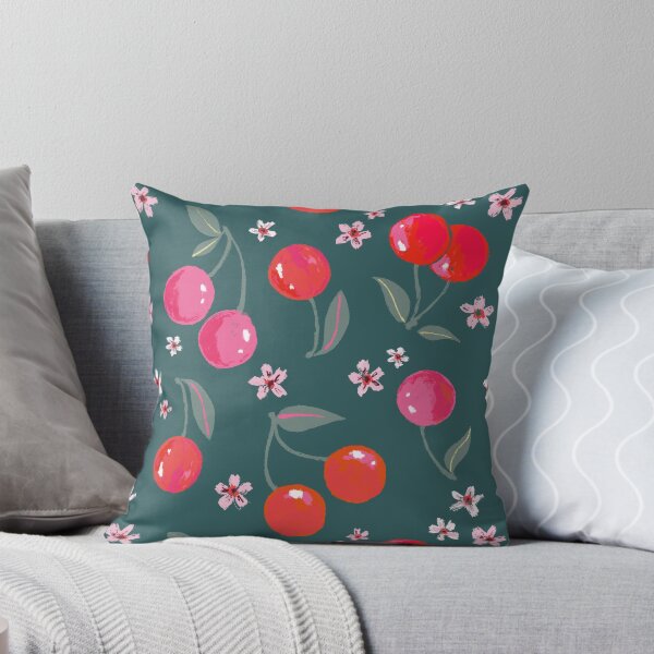 Item preview, Cheerful Cherries on Deep Green designed and sold by Shelley Johannes Studio.