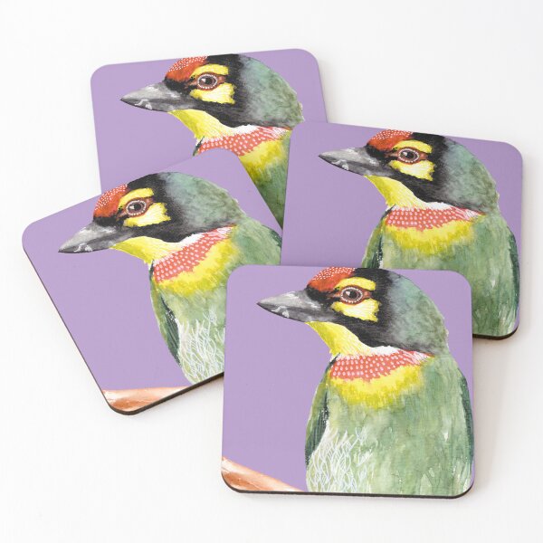 Item preview, Coppersmith Barbet, Watercolor in Striking Red, Yellow, Green, and Purple Tones designed and sold by art-elodie-g.
