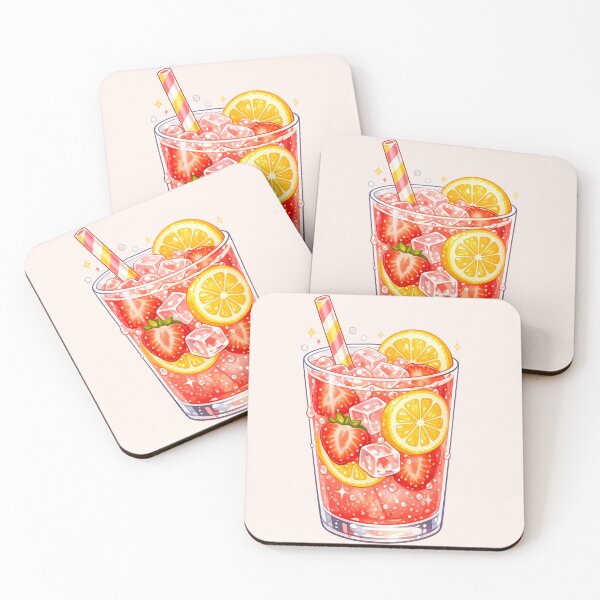 Item preview, Kawaii Strawberry Lemonade Drink Illustration – Cute Summer Beverage Art, Pastel Aesthetic Sticker & Wall Art designed and sold by MeghannsMinimalMeals.