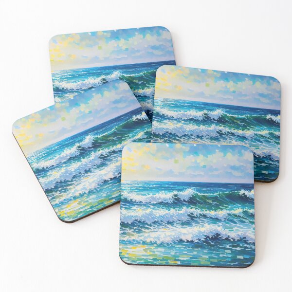 Item preview, Painterly Ocean Waves With Sunlit Sky designed and sold by SassyArtistry.