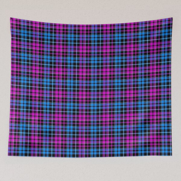 Item preview, Blue and Purple Tartan Plaid On Black Background  designed and sold by PatternTitan.