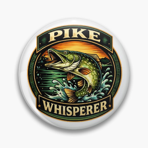 Item preview, Pike Enchanter – Vintage Fishing Badge Design designed and sold by FischingVibes.