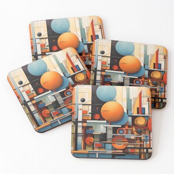 Artikelvorschau, Abstrakte geometrische Formen, Kreise, Linien, orange, blau entworfen und verkauft von SassyArtistry.