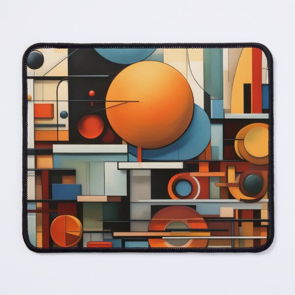 Item preview, Abstract geometric shapes circles lines orange blue designed and sold by SassyArtistry.