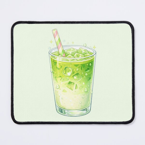 Item preview, Kawaii Iced Matcha Latte Illustration – Cute Café Drink Art, Pastel Green Aesthetic Sticker & Wall Art designed and sold by MeghannsMinimalMeals.