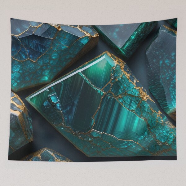 Item preview, Teal Onyx Stone Fragments With Gold Veins designed and sold by SassyArtistry.