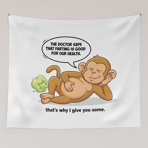 Item preview, Funny "Healthy" Farting Monkey – Cheeky Humor Design designed and sold by ifundesign.