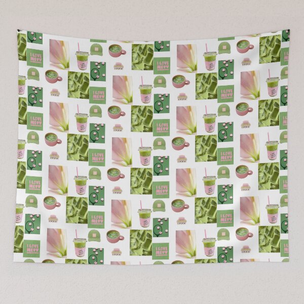 Item preview, matcha and pink aesthetic set designed and sold by delicate-pov.