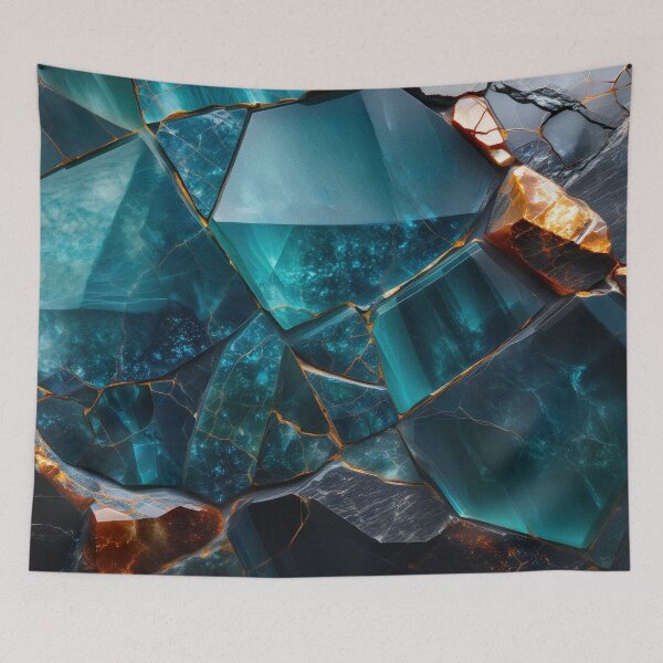 Item preview, Teal crystal stone with gold veins designed and sold by SassyArtistry.