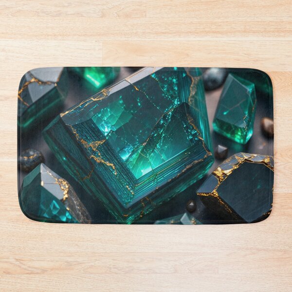 Item preview, Teal crystal blocks with gold veins designed and sold by SassyArtistry.