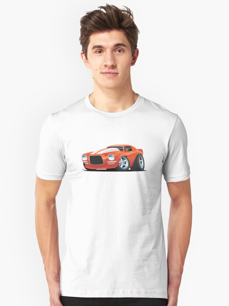 Alternate view of Classic Seventies Muscle Car Cartoon Slim Fit T-Shirt