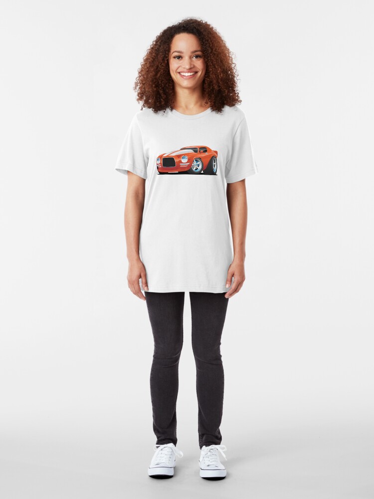 Alternate view of Classic Seventies Muscle Car Cartoon Slim Fit T-Shirt