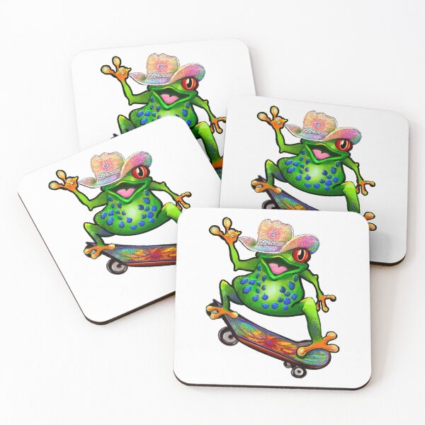 Item preview, Colorful Skateboard Frog in Bright Cowboy Hat designed and sold by Artonmytee.