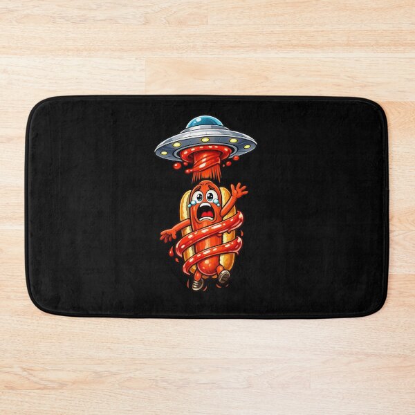Item preview, Screaming Hot Dog Abducted by UFO Ketchup Tractor Beam Cartoon designed and sold by Sonic Nova Studios.