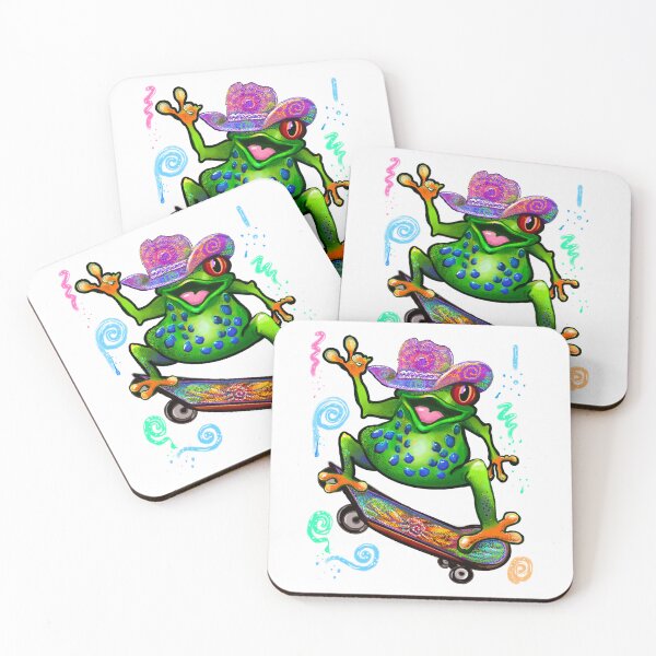 Item preview, Skateboard Frog in Bright Colorful Cowboy Hat designed and sold by Artonmytee.